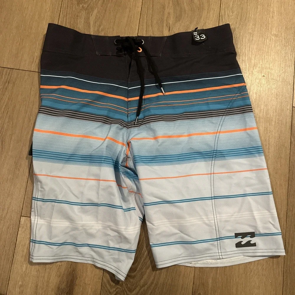 Billabong Platinum-X All Day Lightweight Cargo Board Shorts Pocket Striped 33
